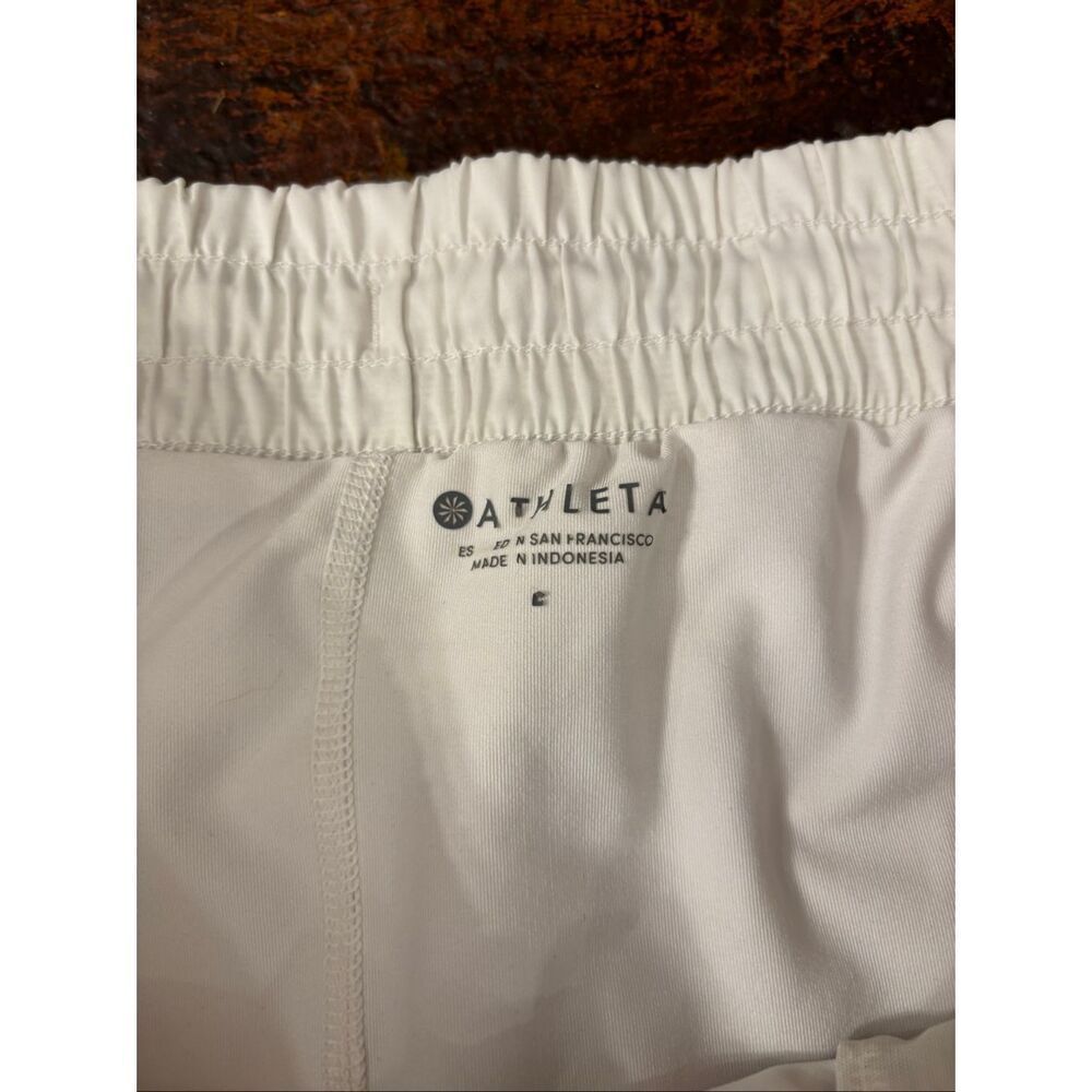 Athleta Racer Run 2-in-1 Shorts Size M White Built-In Compression Shorts - Picture 4 of 7